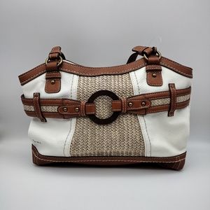 B.O.C White Leather Handbag Purse